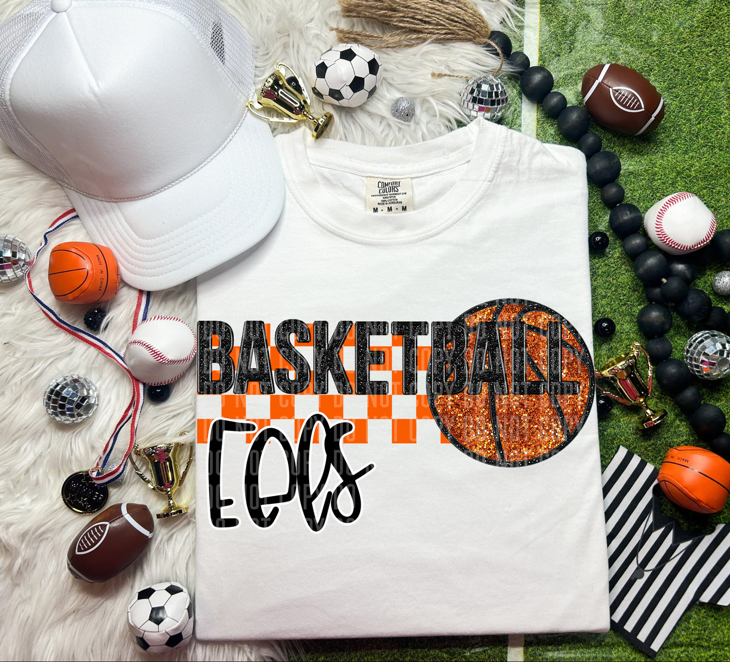 Faux Embroidery Basketball Mascot Drop down + Custom Option Digital Download 300 DPI PNG