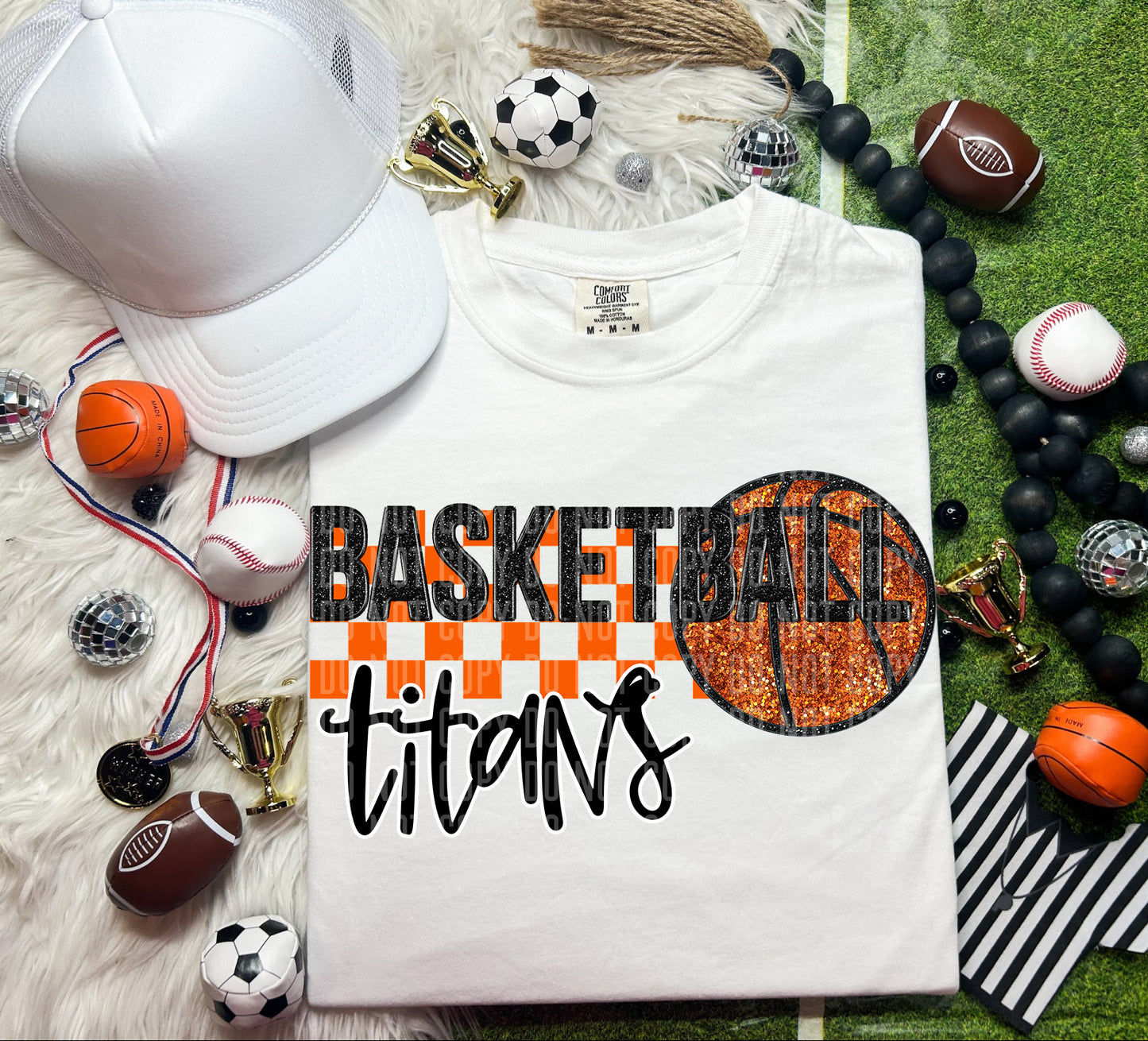 Faux Embroidery Basketball Mascot Drop down + Custom Option Digital Download 300 DPI PNG