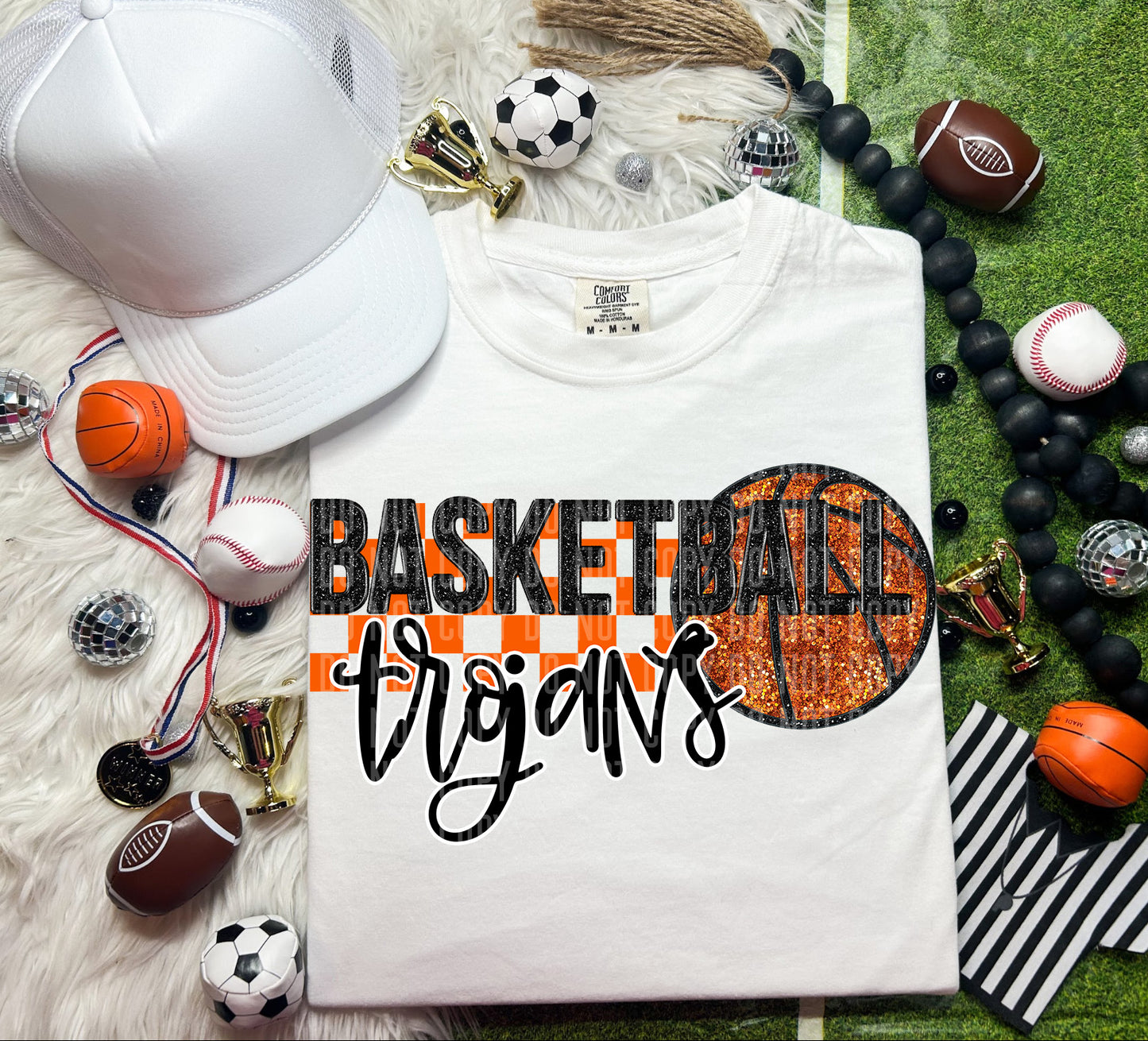 Faux Embroidery Basketball Mascot Drop down + Custom Option Digital Download 300 DPI PNG