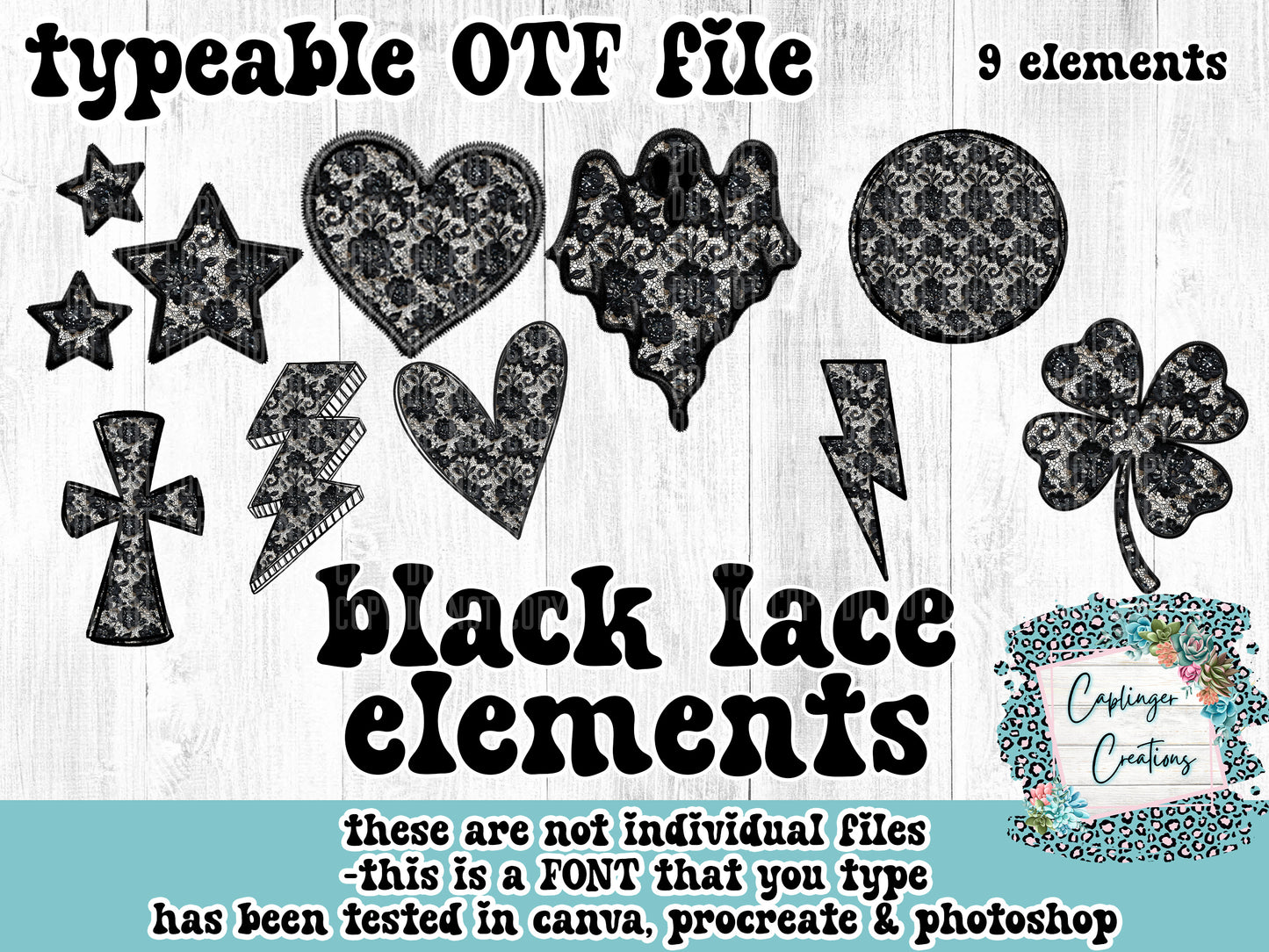 Black lace elements - Digital download