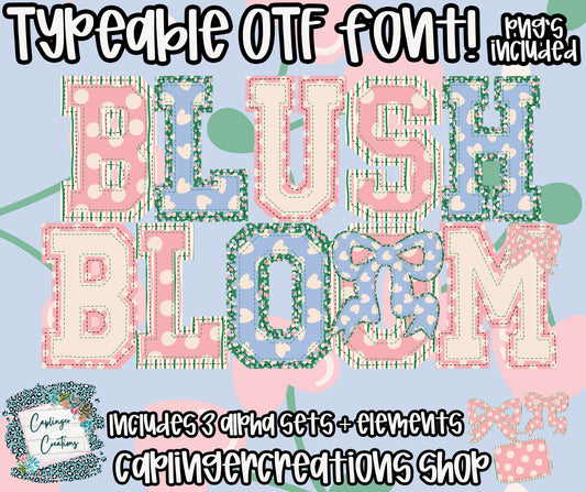 Blush & Bloom - OTF typeable & Drag and Drop PNGS- commercial use included - Digital download