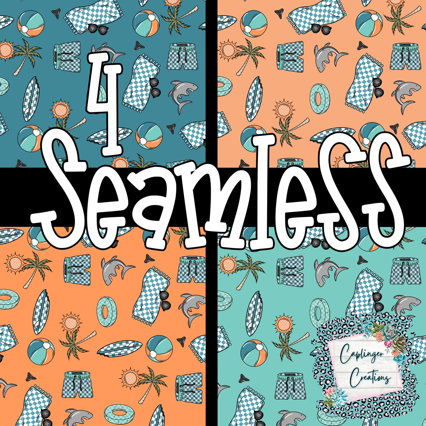Digital Paper SEAMLESS - BOY SUMMER - Digital download 300DPI PNG FILE