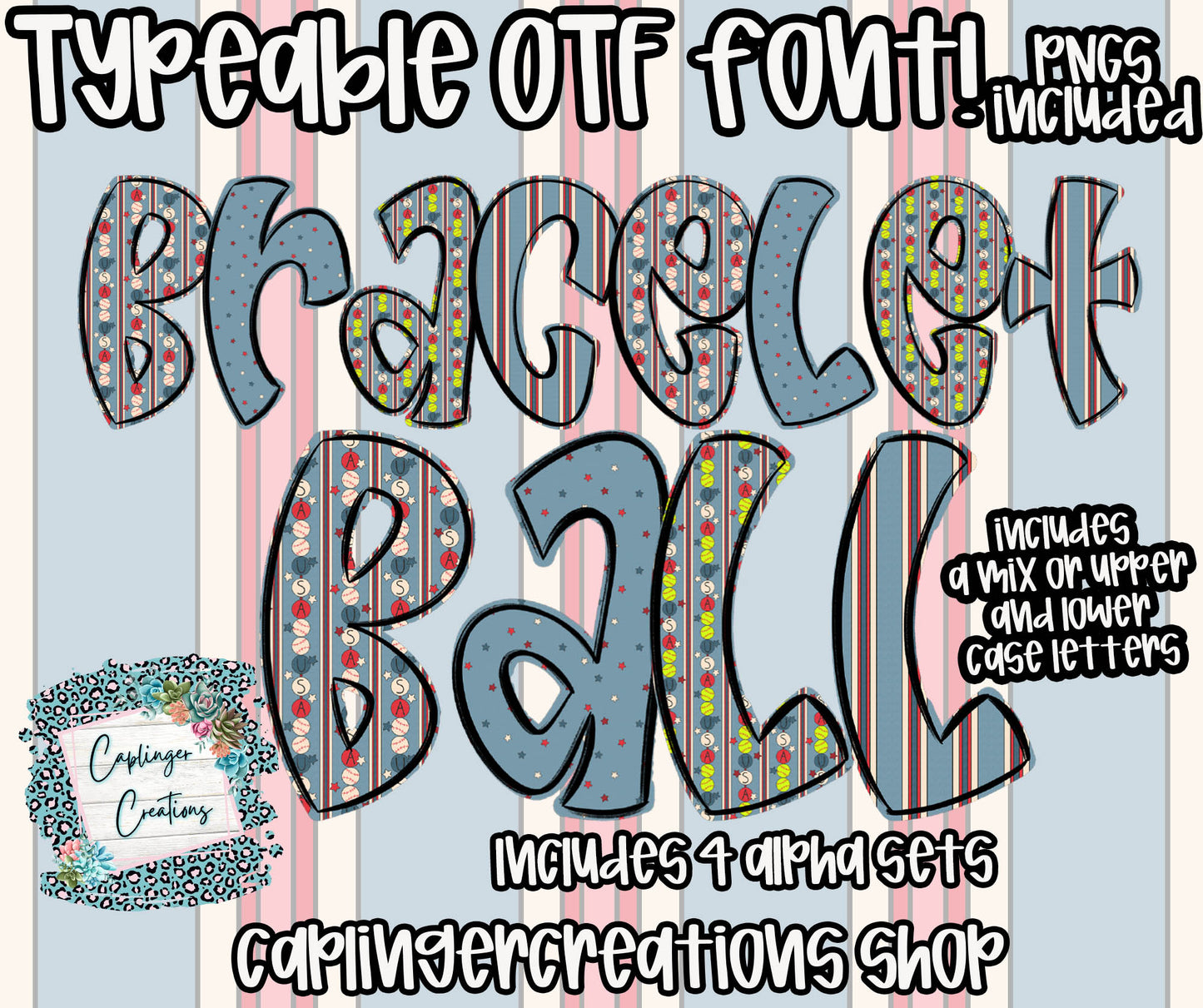 Bracelet Ball - OTF typeable & Drag and Drop PNGS- commercial use included - Digital download