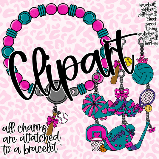 Sports Charms Bracelets Clipart - Commercial use clipart PNGS - Digital download