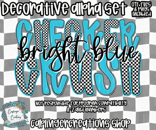 Checker Crush BUNDLE 24 colors (48 alphas) - TYPEABLE OTF FONT + PNGS - Digital download