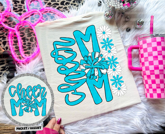 Cheer Mom Floral - w/ POCKET - Color Dropdown Digital Download 300DPI PNG FILE