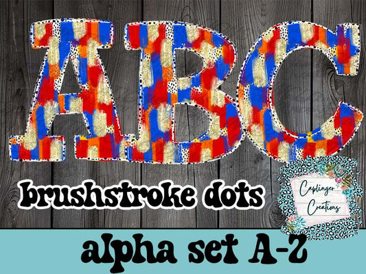 Brushstroke dots - ALPHA SET A-Z - Digital download 300DPI PNG FILE