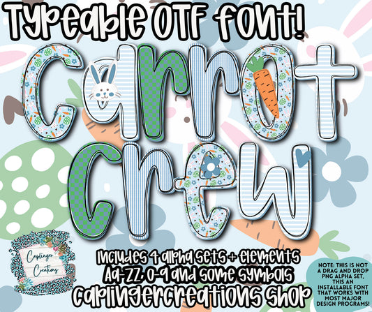 Carrot Crew (boy)- OTF typeable & Drag and Drop PNGS- commercial use included - Digital download