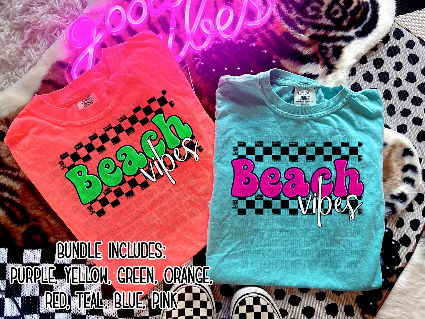 Beach -NEON puff - 8 colors - Digital download 300DPI PNG FILE