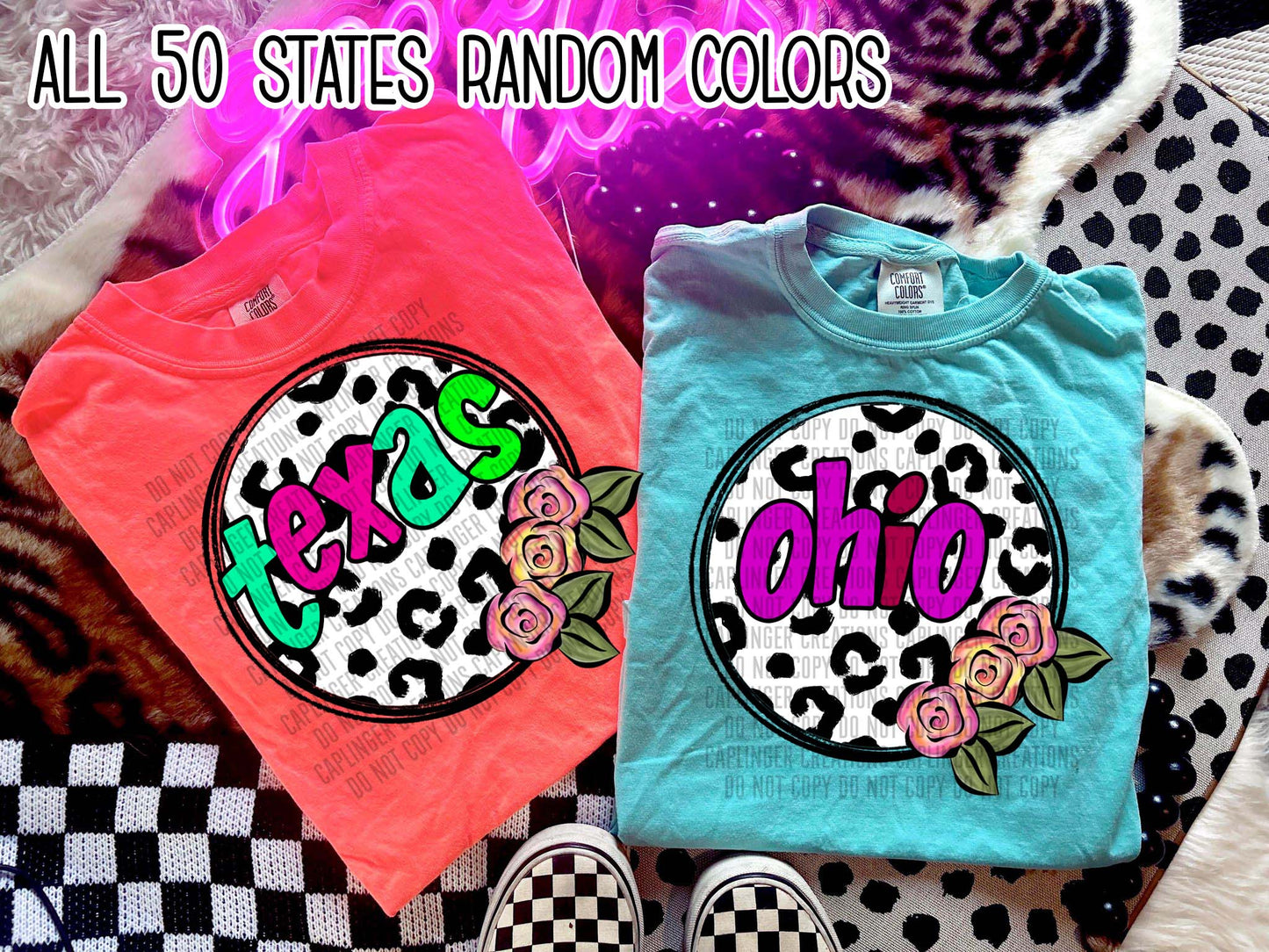 States Neon animal print -ALL 50 STATES INCLUDED - Digital download 300DPI PNG FILE