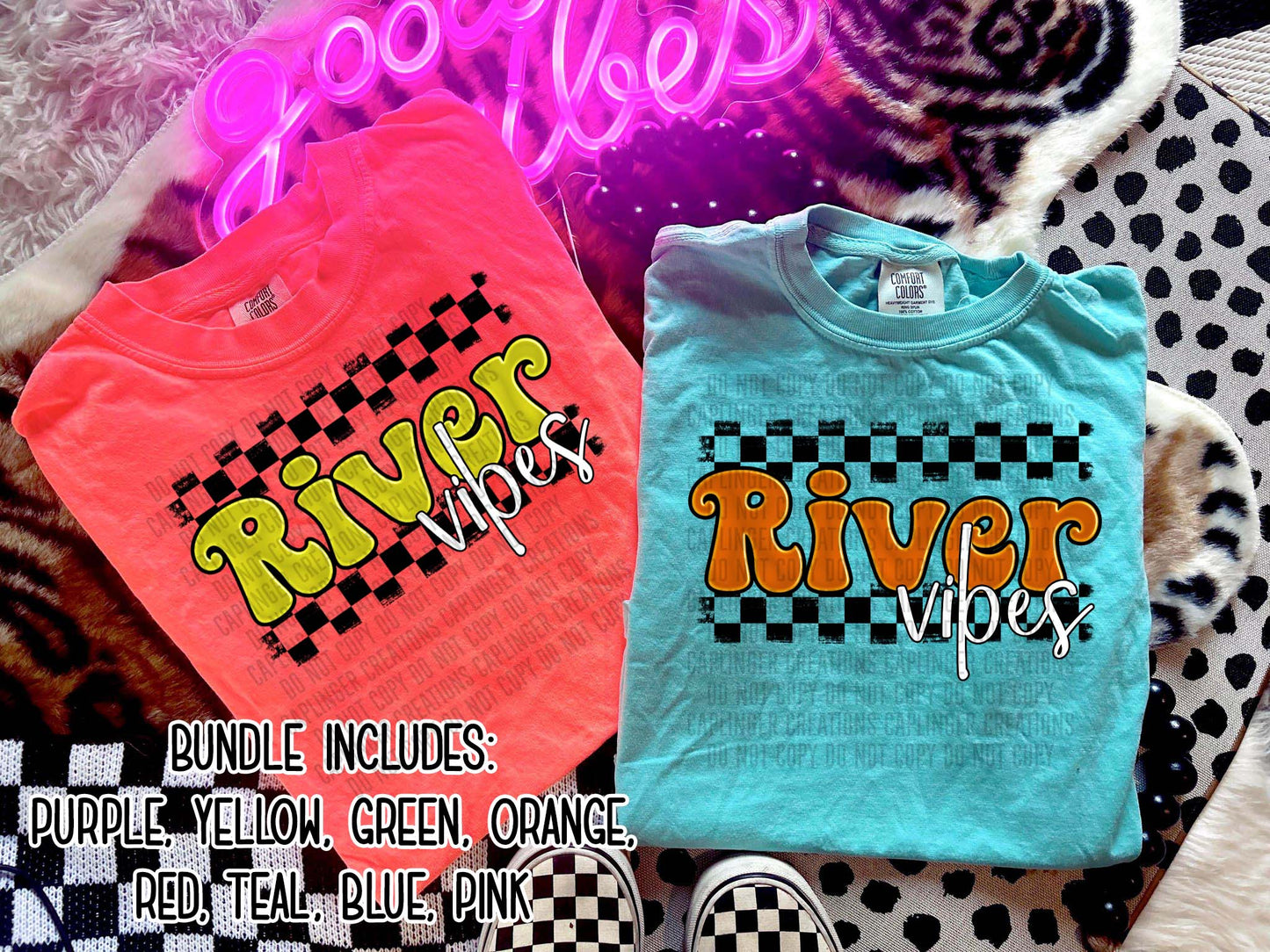 River -NEON puff - 8 colors - Digital download 300DPI PNG FILE