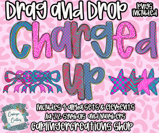 CHARGED UP - TYPEABLE OTF FONT + PNGS- commercial use included - Digital download