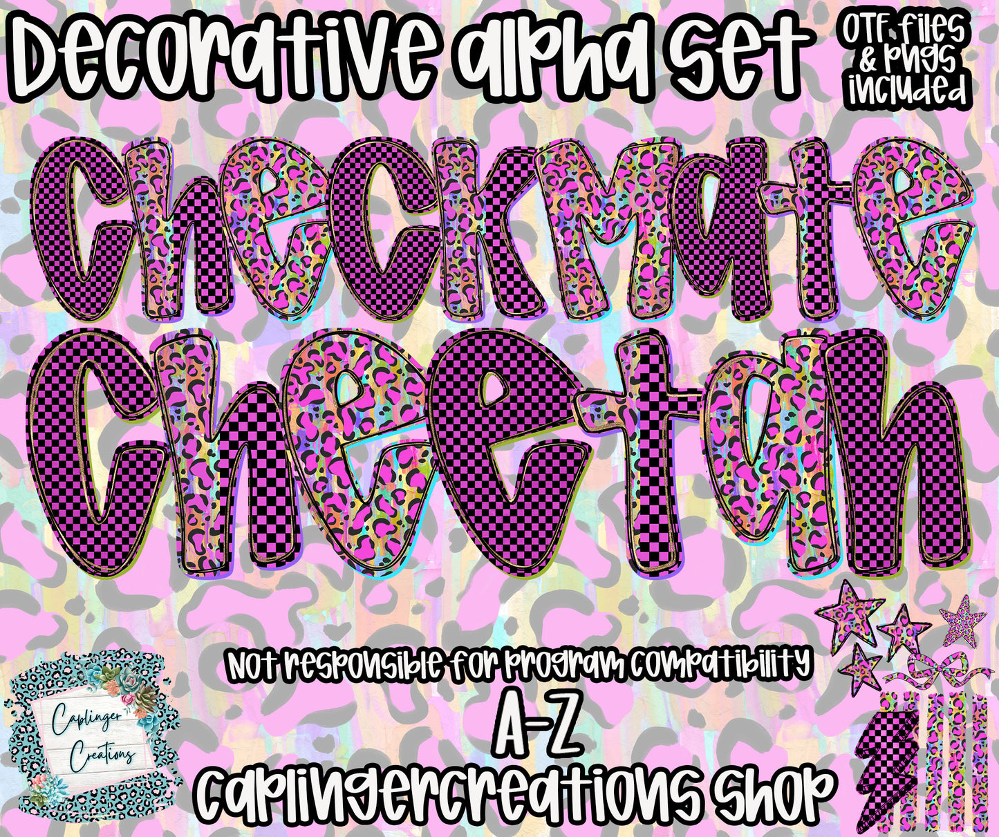 Checkmate Cheetah - OTF & Drag and Drop PNGS- commercial use included - Digital download