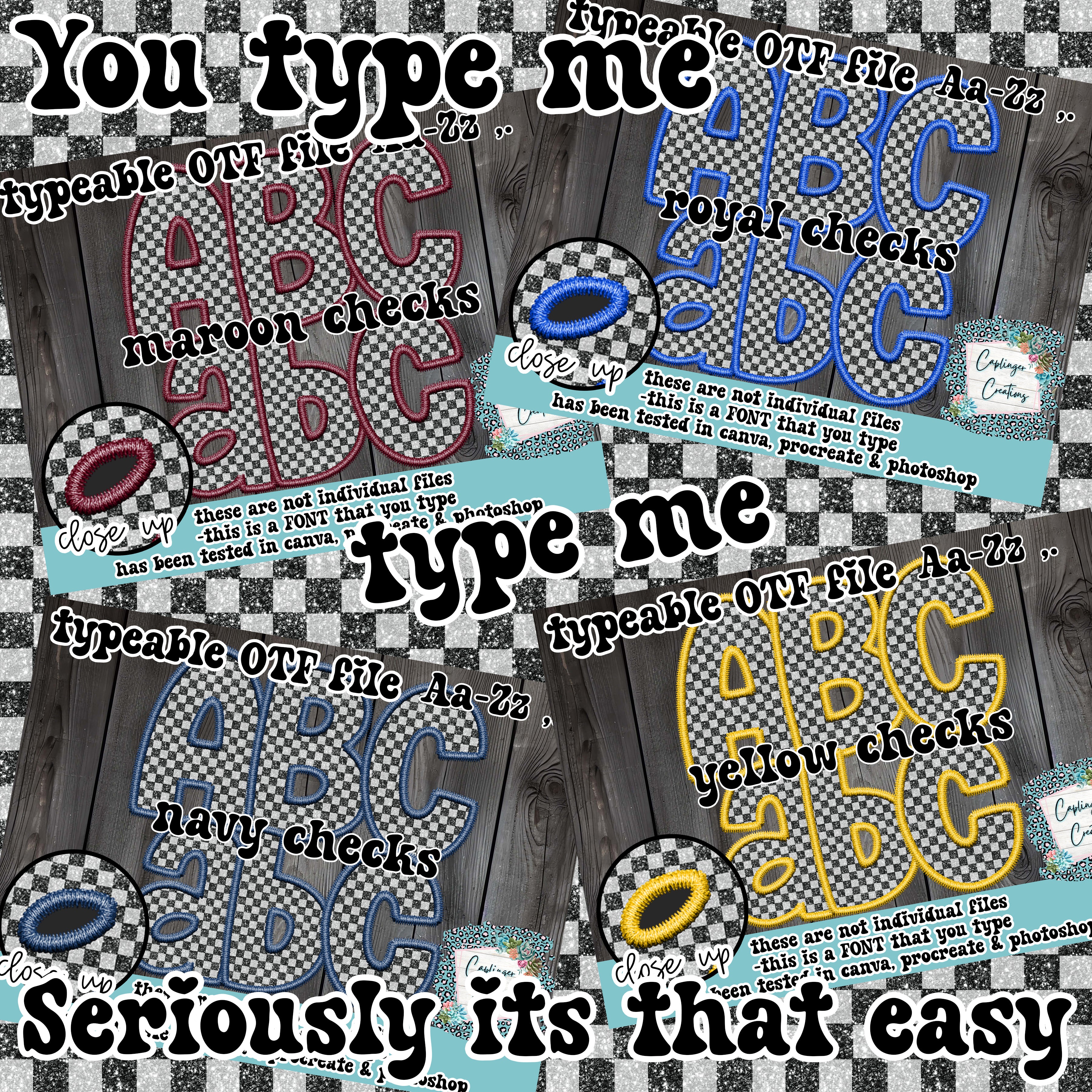 Colored thread Glitter Checkered tapeable Font Set - 4 ALPHA FONT Aa-Z ...
