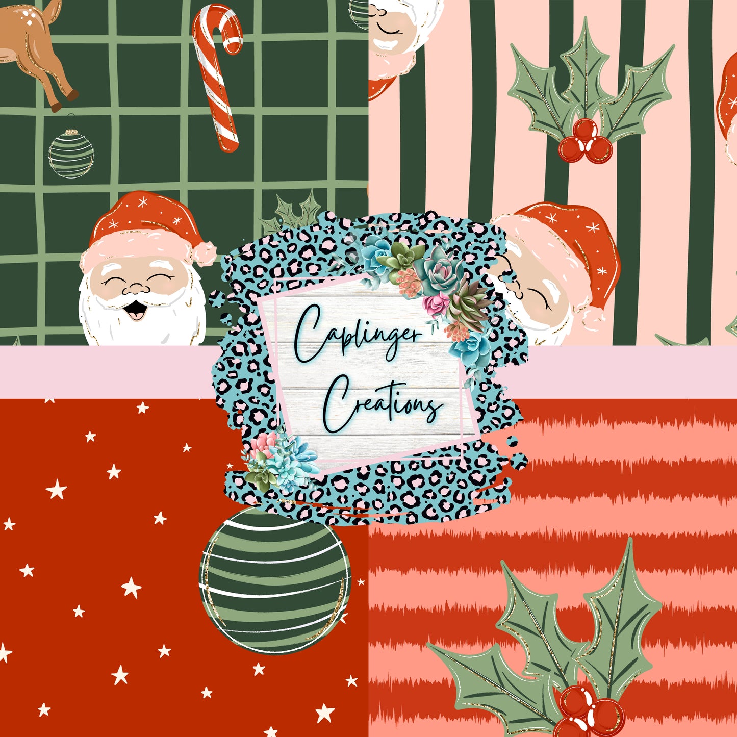 Simple Christmas - Seamless Digital Papers - 4 pack - Digital download 300DPI PNG FILE