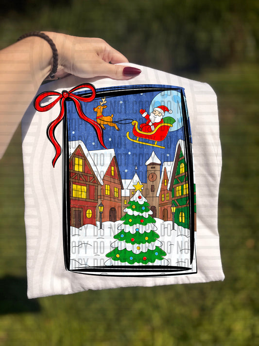 Hand Drawn Christmas town scene- Digital download 300DPI PNG FILE