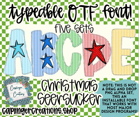 Christmas Seersucker - TYPEABLE OTF FONT + PNGS - Digital download