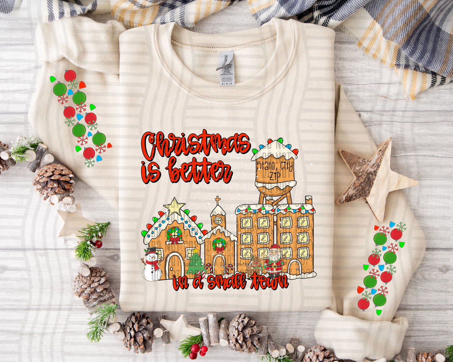 Christmas is better in a small town - blank or custom- optional matching sleeves  - Digital download 300DPI PNG FILE