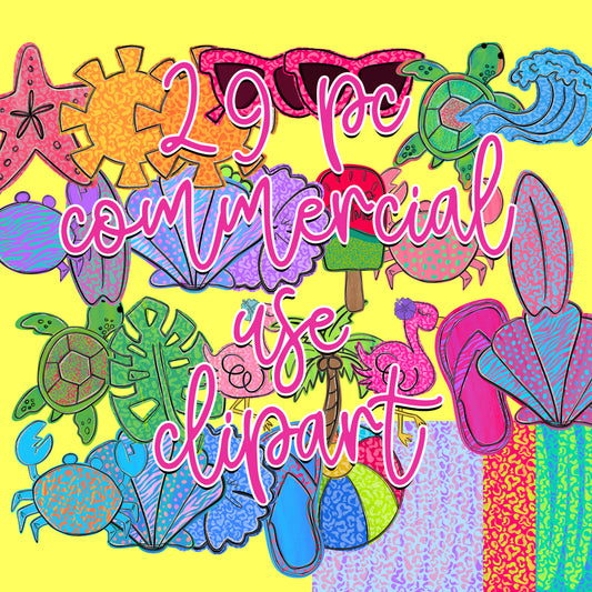 Summer Clipart - Commercial use clipart PNGS - Digital download