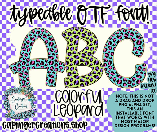 Colorful Leopard - TYPEABLE OTF FONT + PNGS - Digital download