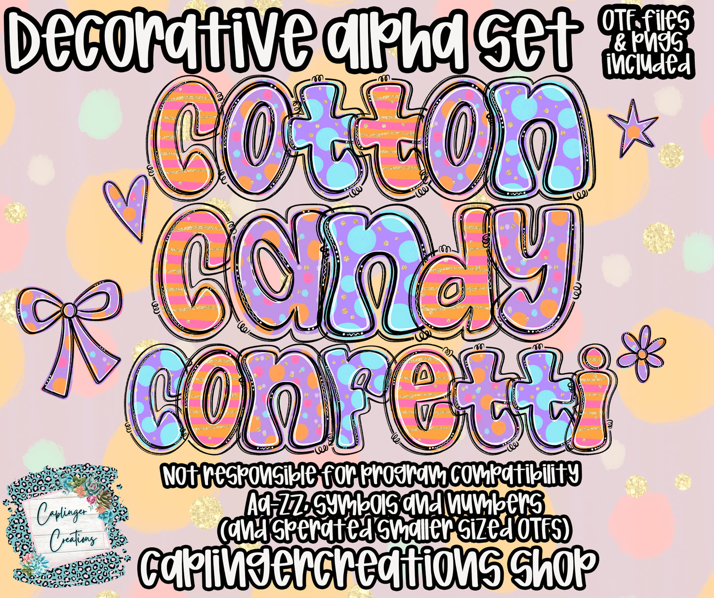 Cotton Candy Confetti  - OTF & Drag and Drop PNGS- commercial use included - Digital download