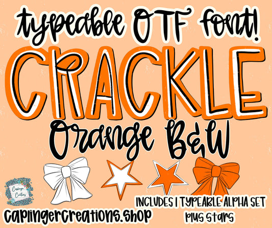 Crackle Orange B&W - Set of 1 Alpha- TYPEABLE OTF FONT + PNGS- commercial use included - Digital download