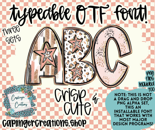 Crisp & Cute - TYPEABLE OTF FONT + PNGS - Digital download