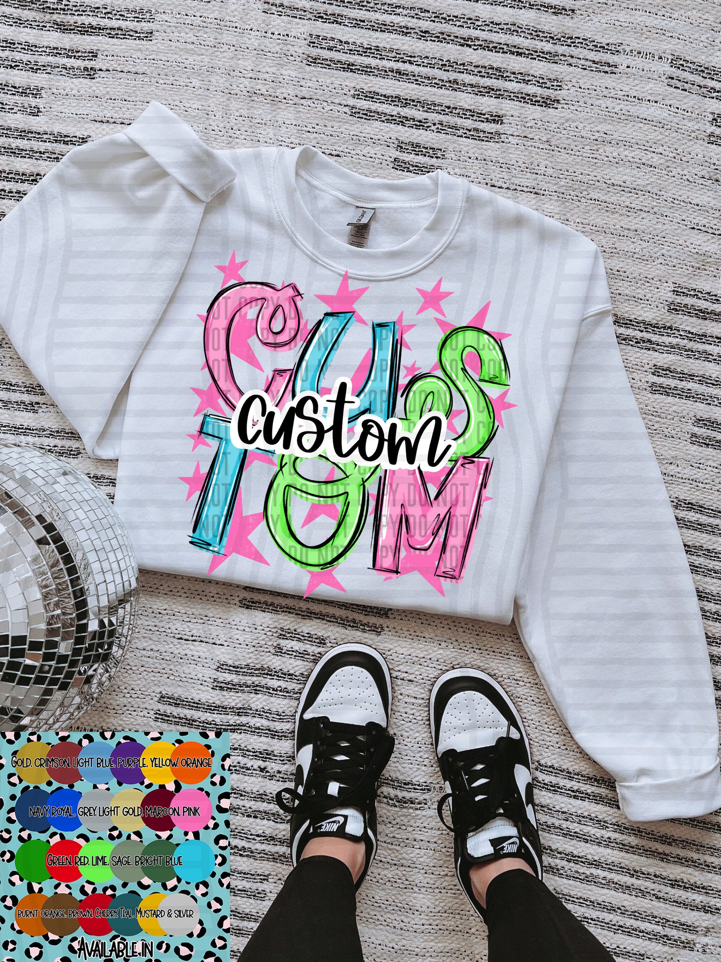 CUSTOM - MESSY SPIRT STARS  - PICK UP TO 4 custom colors to be used- Digital download 300DPI PNG FILL
