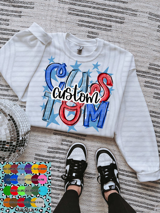 CUSTOM - MESSY SPIRT STARS  - PICK UP TO 4 custom colors to be used- Digital download 300DPI PNG FILL