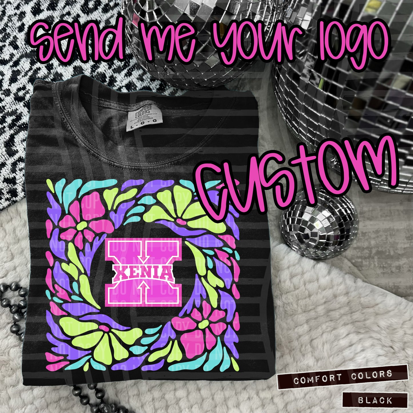 CUSTOM RETRO FLORAL (PREPPY OR SOLID COLOR)- Digital Download 300DPI PNG FILE
