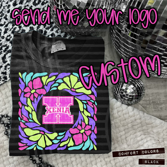 CUSTOM RETRO FLORAL (PREPPY OR SOLID COLOR)- Digital Download 300DPI PNG FILE