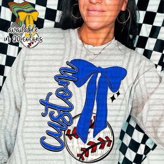 CUSTOM - SPORTS BALL BOW SIDE design    - Digital download 300DPI PNG FILL