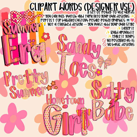 Dainty Daises  CLIPART WORDS - CLIPART - commercial use included - Digital download