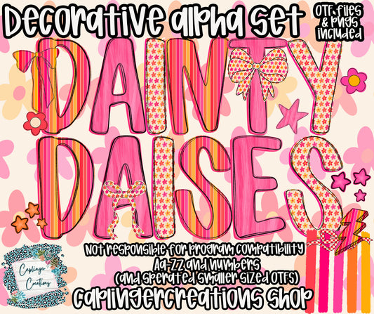Dainty Daisy - OTF typeable & Drag and Drop PNGS- commercial use included - Digital download