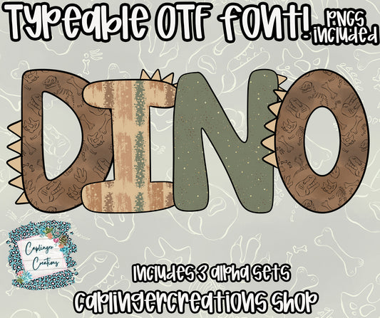 Dino - OTF typeable & Drag and Drop PNGS- commercial use included - Digital download