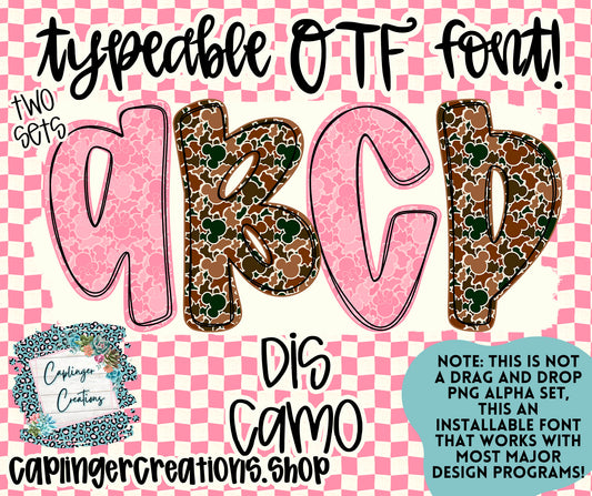 Dis Camo- TYPEABLE OTF FONT + PNGS - Digital download
