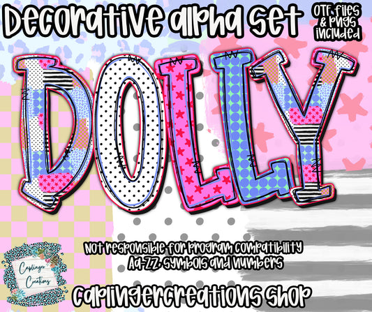 Dolly - 2 Alpha set ups included- TYPEABLE OTF FONT + PNGS - Digital download