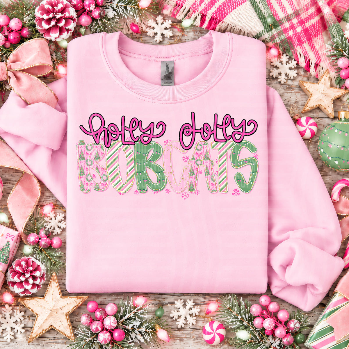 Holly Jolly Mistletoe Magic Mascots - BOBCATS mockup