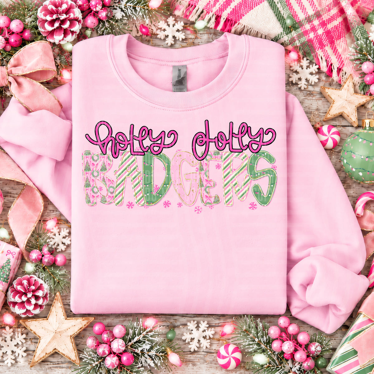 Holly Jolly Mistletoe Magic Mascots - BADGERS mockup