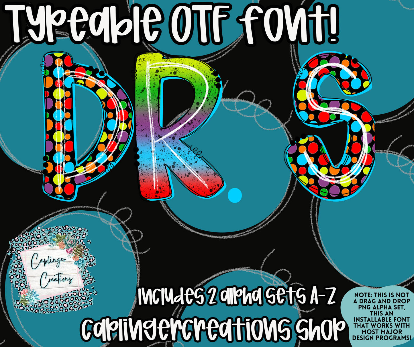 Dr S - TYPEABLE OTF FONT + PNGS- commercial use included - Digital download