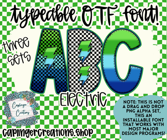 Electric  Set of 3 styles- TYPEABLE OTF FONT - Digital download
