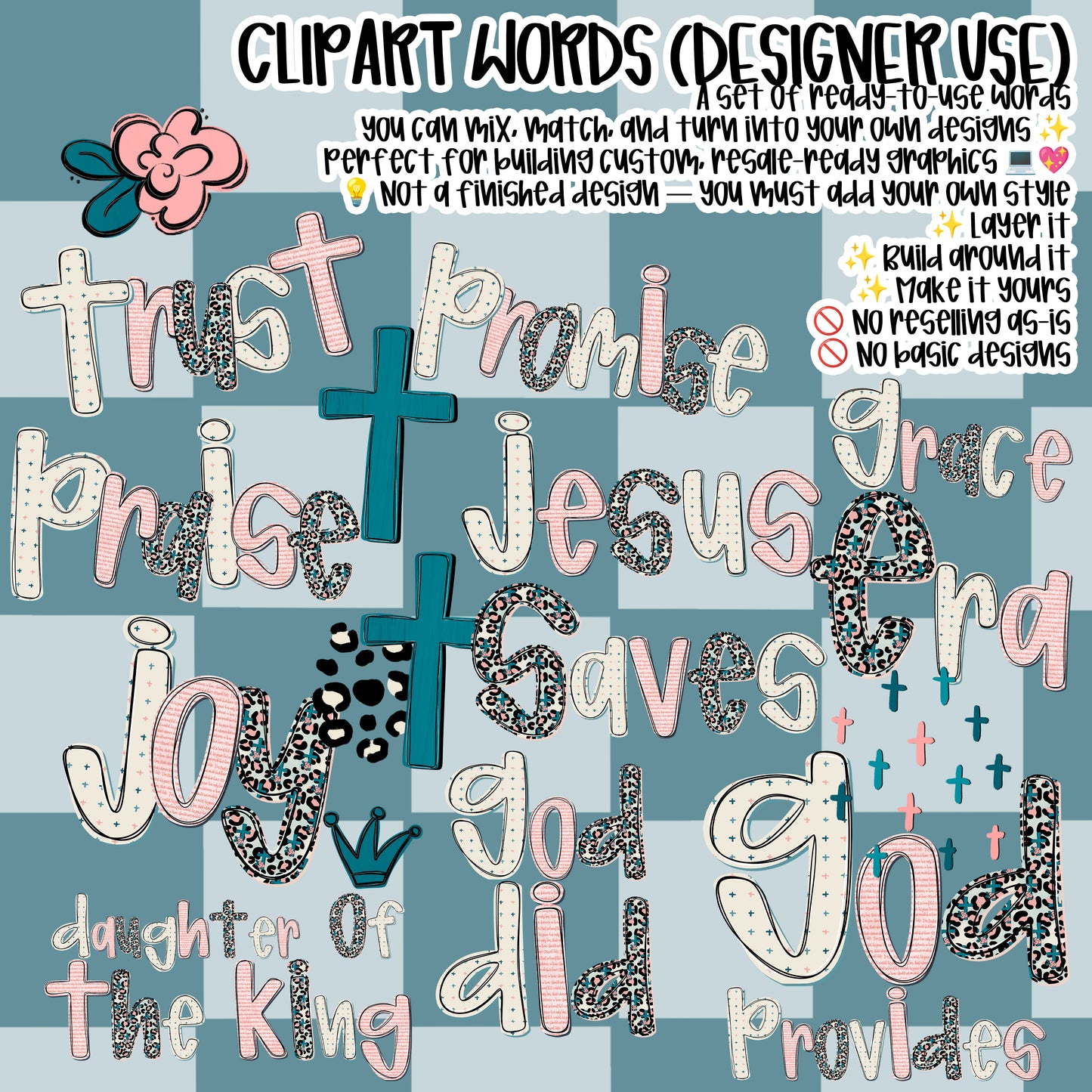 Blessed Boho Faith - CLIPART WORDS - CLIPART - commercial use included - Digital download
