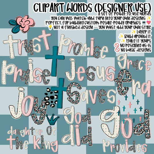 Blessed Boho Faith - CLIPART WORDS - CLIPART - commercial use included - Digital download