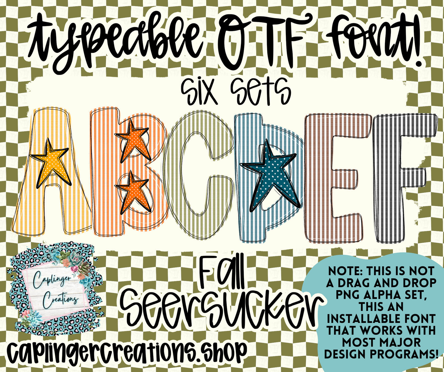 Fall Seersucker - TYPEABLE OTF FONT + PNGS - Digital download