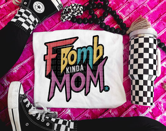 Fbomb (FAUX Embroidered) - Digital download 300DPI PNG FILE