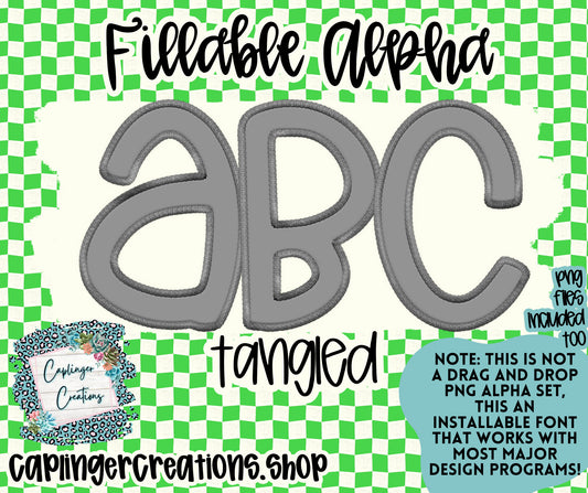 TANGLED - FILL YOUR OWN ALPHA SETS A-Z, # and symbols - FAUX EMBROIDERY  - Digital download