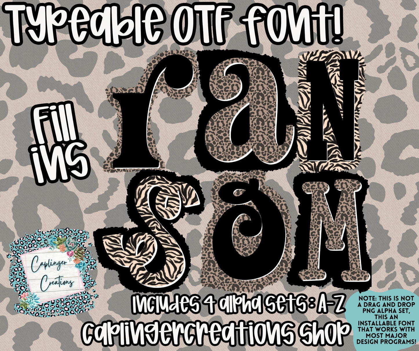 RANSOM Spirit - OTF typeable & Drag and Drop PNGS- commercial use included - Digital download