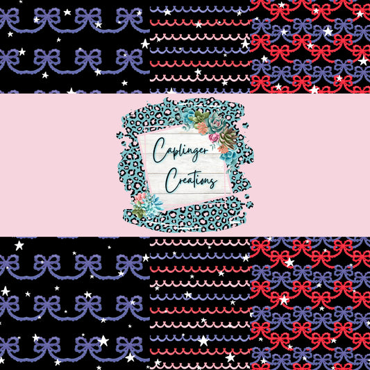 Digital Paper SEAMLESS - RWB Bows - Digital download 300DPI PNG FILE