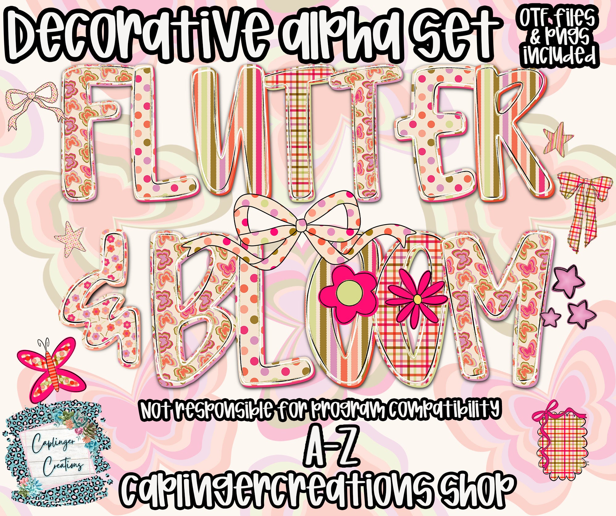 Flutter & Bloom - OTF & Drag and Drop PNGS- commercial use included ...