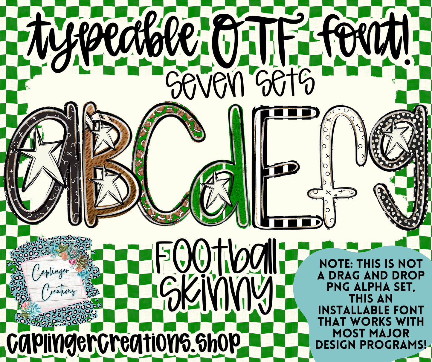 Football Skinny- TYPEABLE OTF FONT + PNGS - Digital download